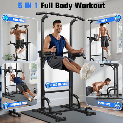 Power Tower Pull up Bar Station, 450LBS Stable Pull up Dip Station for Home Gym Strength Training Equipment
