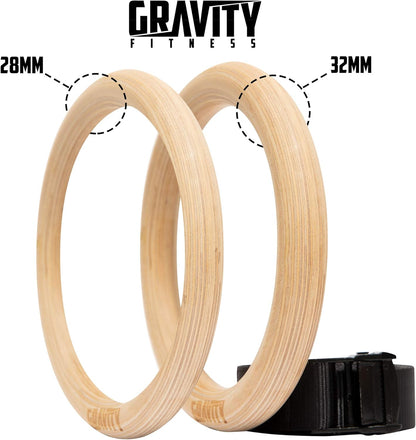 Wooden Gymnastic Rings with Adjustable Straps with Buckle – Premium Calisthenic Olympic Rings for Gymnastics, & Full Body Fitness for Home and Gym Workouts