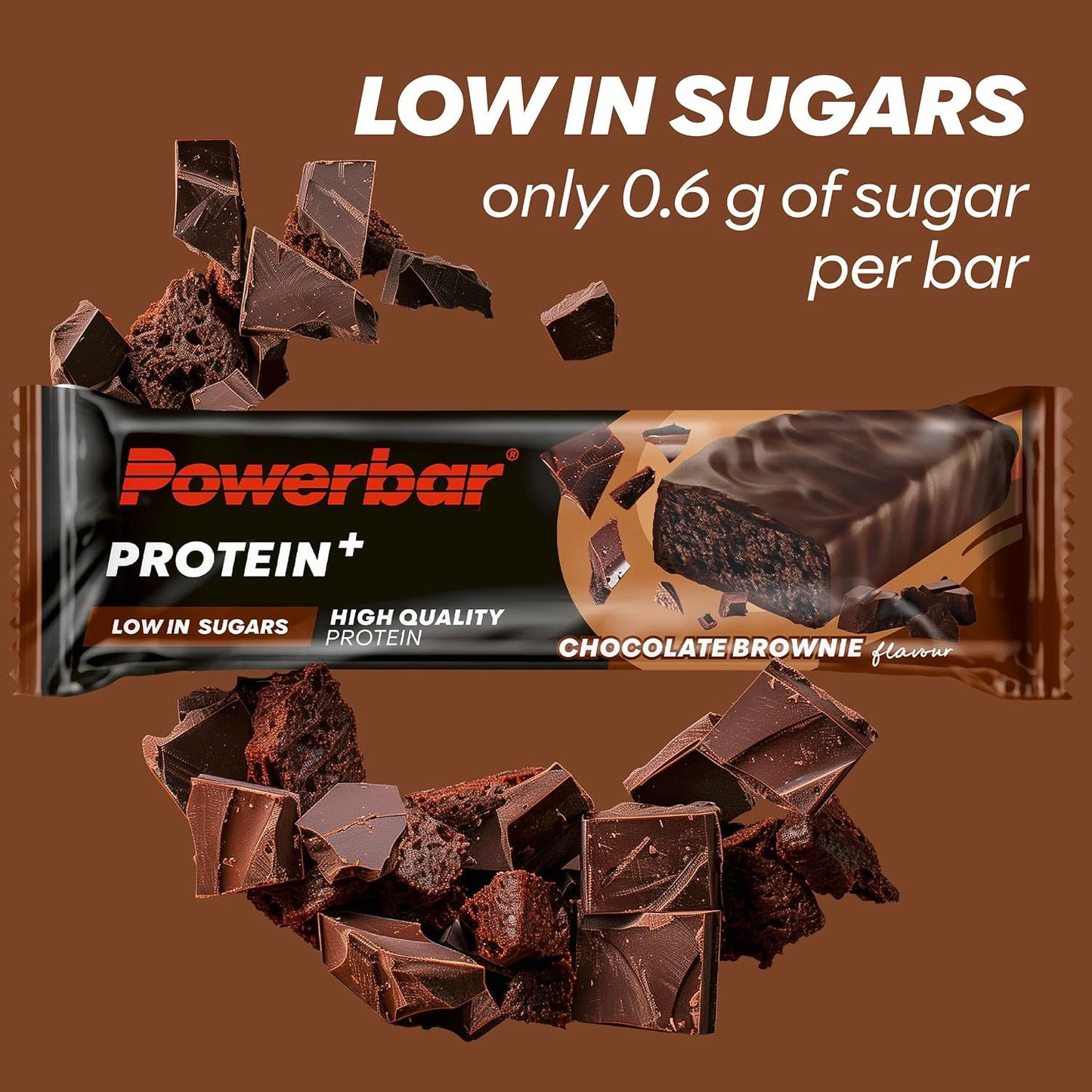 - Protein plus - Low Sugar - Chocolate Brownie - 16X35G - High Protein Low Sugar Bars - Palm Oil Free
