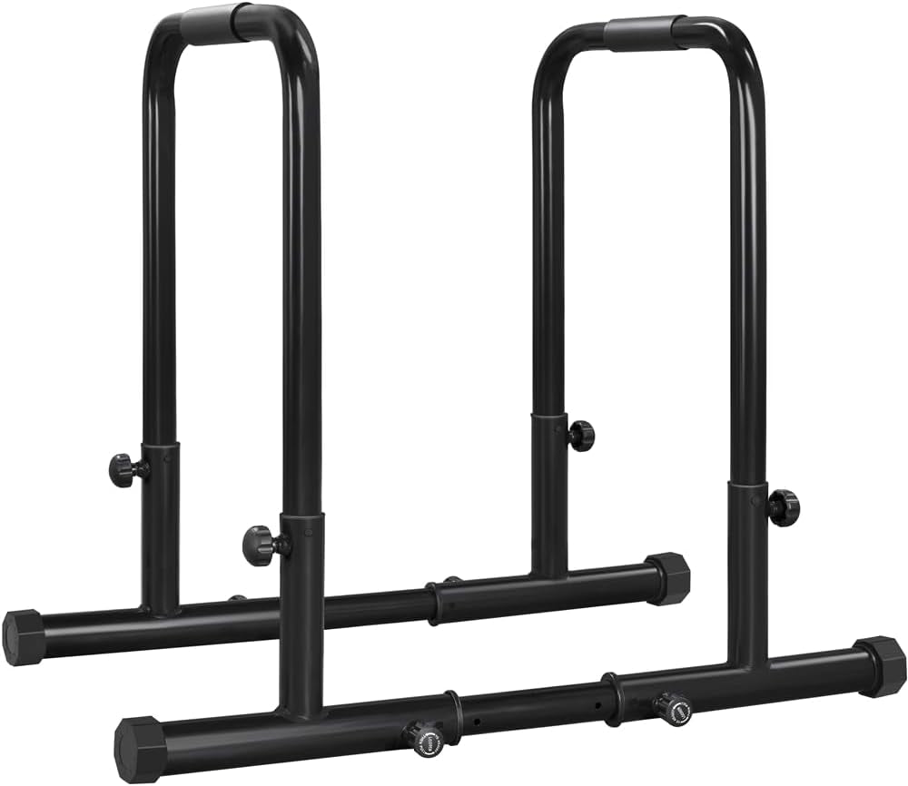 Dip Bars Station Pull up Bars Heavy Duty Steel Dip Station 227Kg/500Lbs Weight Capacity Adjustable Height Stands for Home Gym Fitness Workout