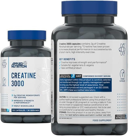 Creatine Monohydrate Capsules 3000Mg per Serving – High Strength Gym Supplement for Men & Women – Unflavoured Energy & Performance Support for Workout (120 Capsules – 30 Servings)