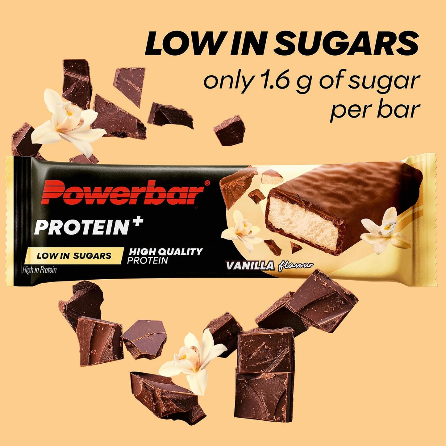 - Protein plus - Low Sugar - Vanilla - 16X35G - High Protein Low Sugar Bars - Palm Oil Free
