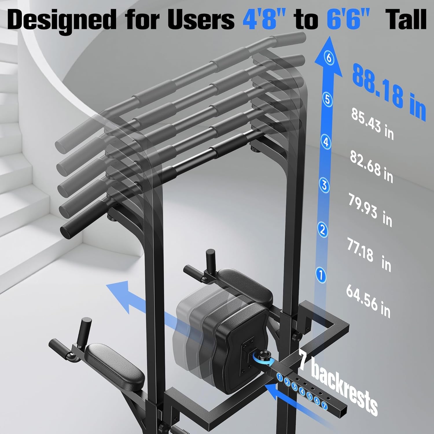 Power Tower Pull up Bar Station, 450LBS Stable Pull up Dip Station for Home Gym Strength Training Equipment