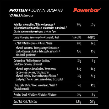 - Protein plus - Low Sugar - Vanilla - 16X35G - High Protein Low Sugar Bars - Palm Oil Free