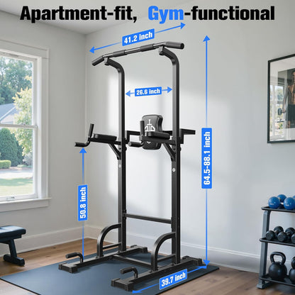 Power Tower Pull up Bar Station, 450LBS Stable Pull up Dip Station for Home Gym Strength Training Equipment