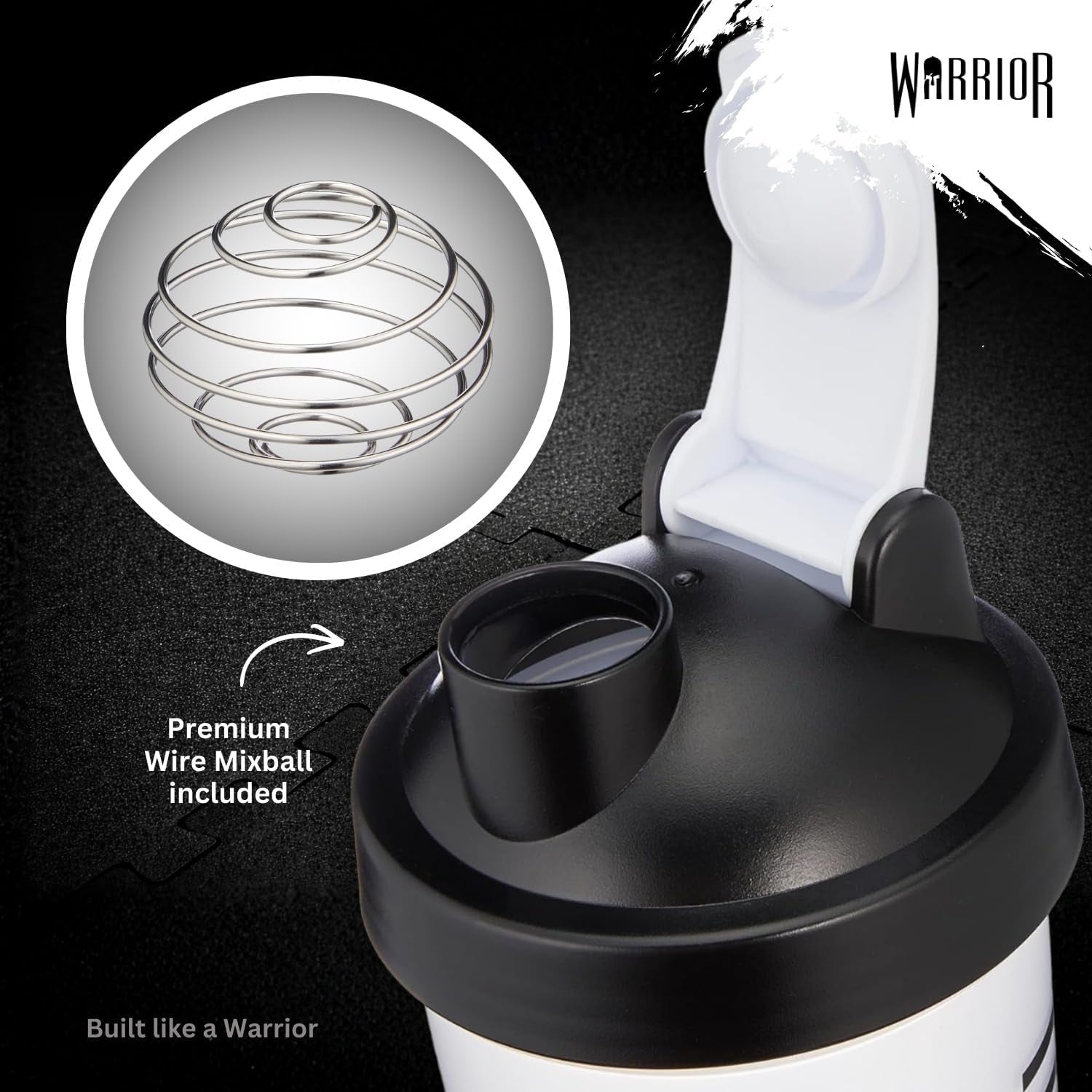 Protein Shaker Bottle, 600Ml with Wire Mixball Blender – Leakproof Clear Gym Bottle for Mixing Whey Protein Shake, Smoothies, Milkshake, Juice, Supplement Drinks – BPA Free, Dishwasher Safe