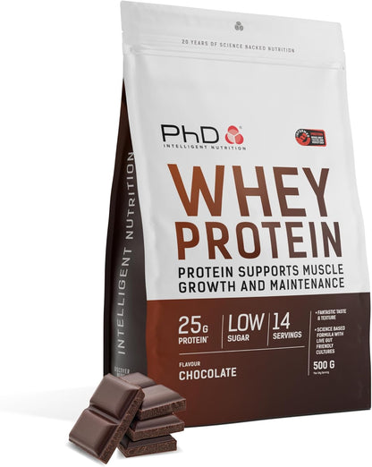 Whey Protein Powder - High Protein Shake with Bacillus Coagulans - Supports Muscle Growth and Maintenance - Chocolate - 500G