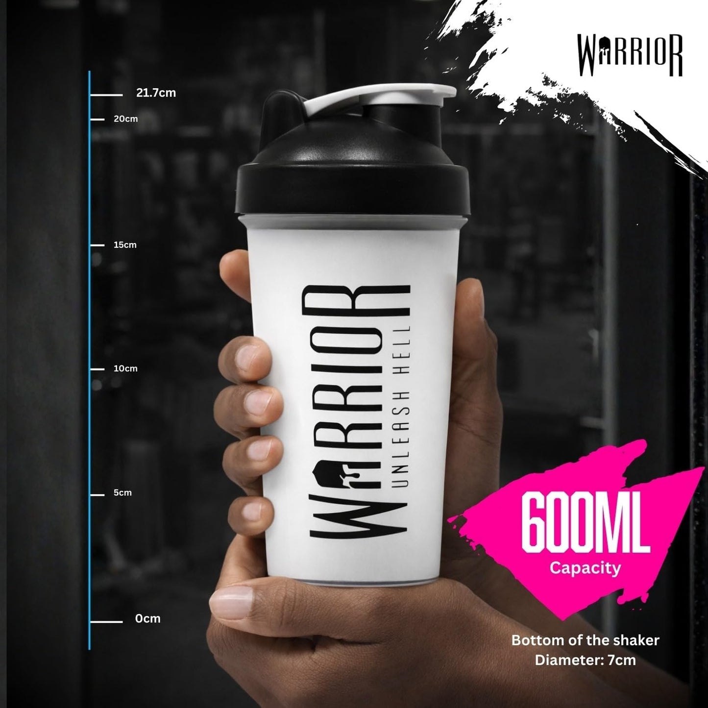Protein Shaker Bottle, 600Ml with Wire Mixball Blender – Leakproof Clear Gym Bottle for Mixing Whey Protein Shake, Smoothies, Milkshake, Juice, Supplement Drinks – BPA Free, Dishwasher Safe