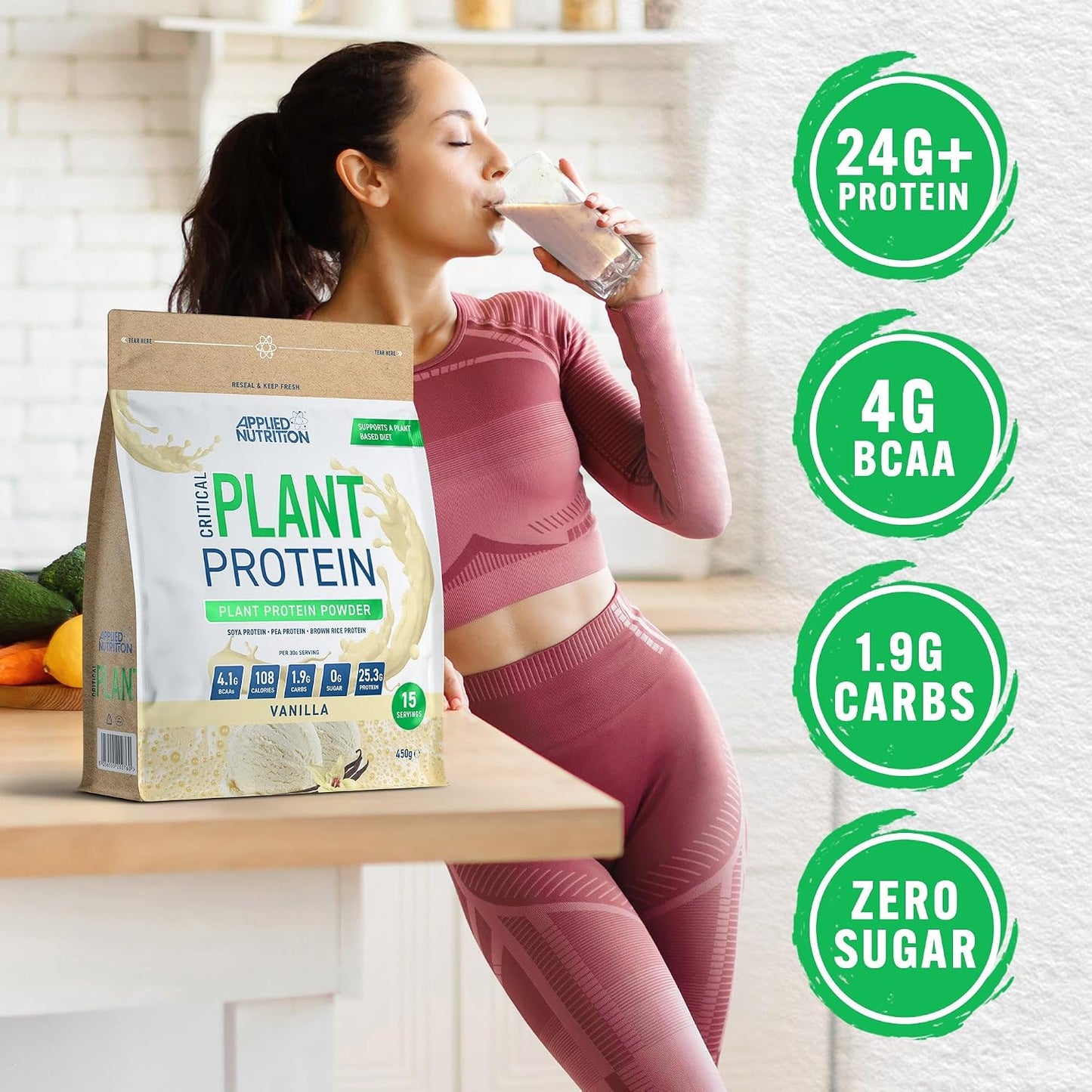 Plant Protein Powder – Critical Plant Vegan Protein Shake with SOYA, Pea, Brown Rice Proteins & Essential Amino Acids - Dairy-Free Gym Supplement (450G - 15 Servings) (Vanilla)