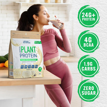 Plant Protein Powder – Critical Plant Vegan Protein Shake with SOYA, Pea, Brown Rice Proteins & Essential Amino Acids - Dairy-Free Gym Supplement (450G - 15 Servings) (Vanilla)