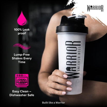 Protein Shaker Bottle, 600Ml with Wire Mixball Blender – Leakproof Clear Gym Bottle for Mixing Whey Protein Shake, Smoothies, Milkshake, Juice, Supplement Drinks – BPA Free, Dishwasher Safe
