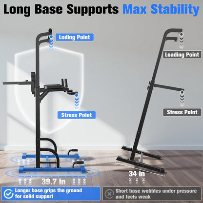 Power Tower Pull up Bar Station, 450LBS Stable Pull up Dip Station for Home Gym Strength Training Equipment