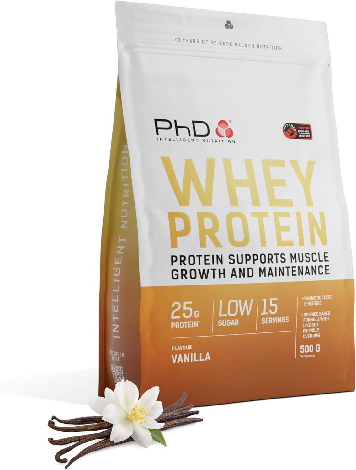 Whey Protein Powder - High Protein Shake with Bacillus Coagulans - Supports Muscle Growth and Maintenance - Vanilla - 500G