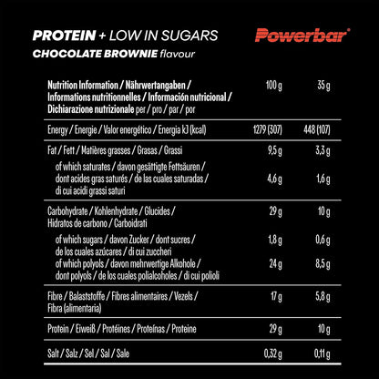 - Protein plus - Low Sugar - Chocolate Brownie - 16X35G - High Protein Low Sugar Bars - Palm Oil Free