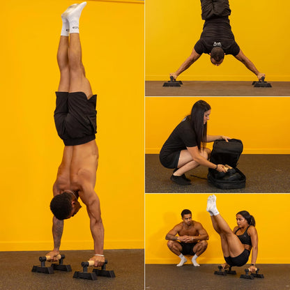Parallettes Bars with Hybrid Wooden Handles, Stable for Calisthenics, Gymnastics, Strength Training, Portable & Lightweight for Home or Commercial Gym